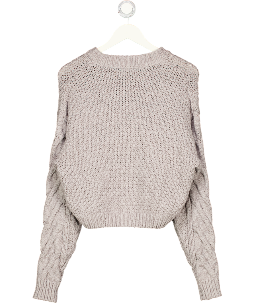 FREE PEOPLE Grey 100% Cotton Knit Bonfire Cotton Cardigan UK S