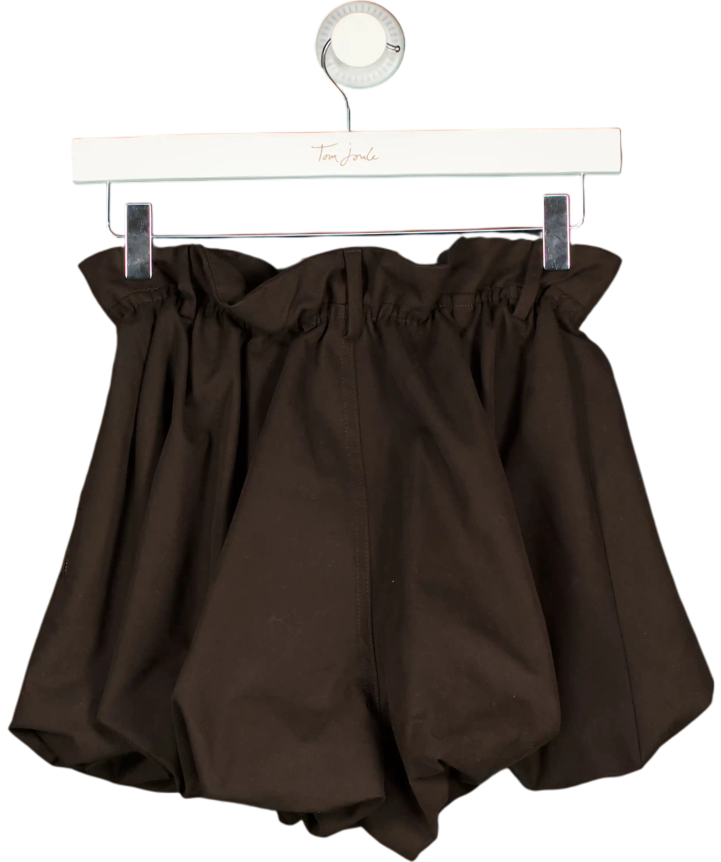 ZARA Chocolate Brown Bubble Hem Shorts UK XS