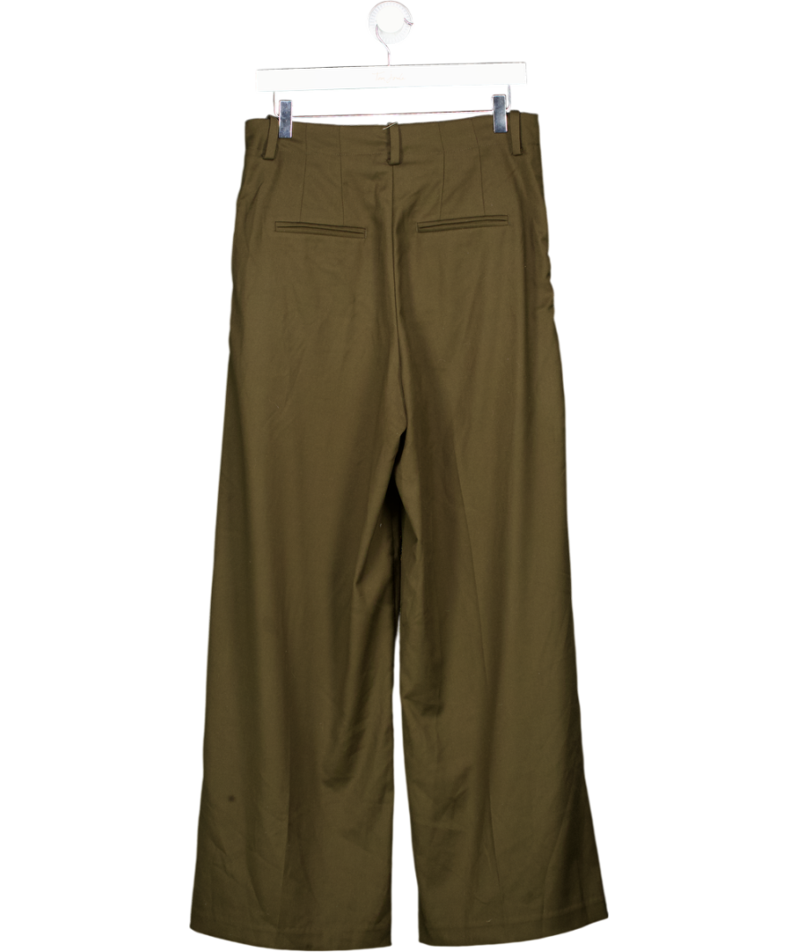 H&M Green Wide Leg Pleated Trousers UK 12