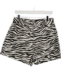 ASOS White Denim Longline A Line Short In Zebra Print UK 10
