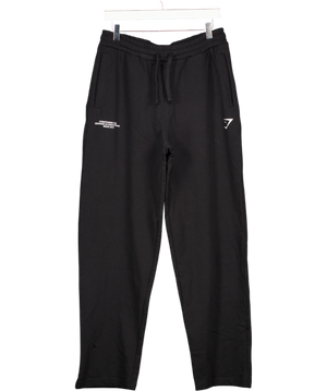 GYMSHARK Black Conditioning Club Straight Leg Logo Joggers UK M