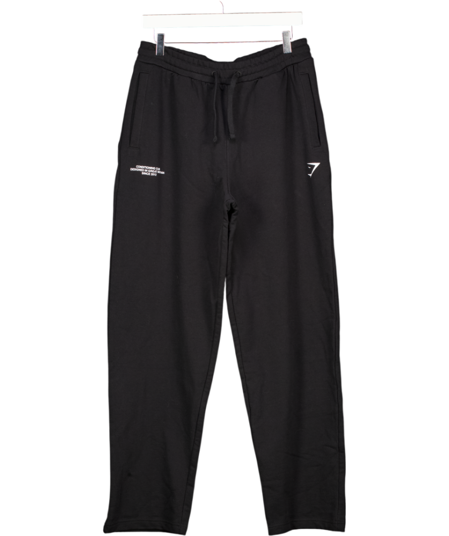 GYMSHARK Black Conditioning Club Straight Leg Logo Joggers UK M