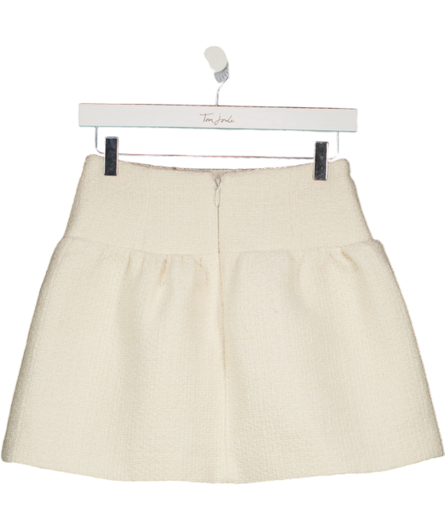 MESHKI Cream Cyrus Gathered Boucle Mini Skirt UK XS