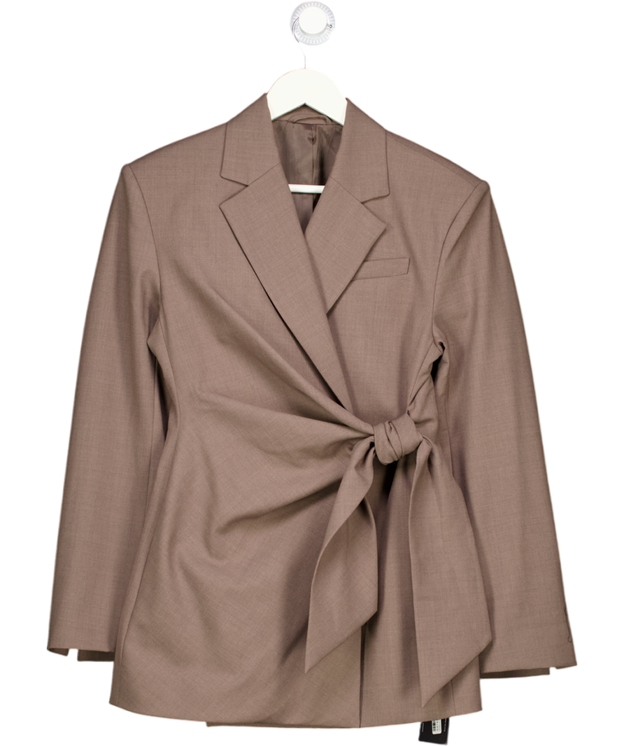 & Other Stories Brown Tie Front Structured Blazer UK 6