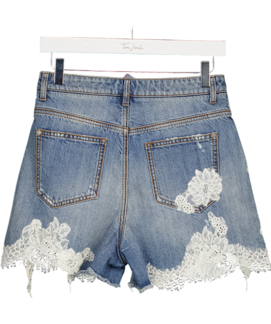 ERMANNO SCERVINO Blue Denim And Lace Shorts W26/27 UK XS