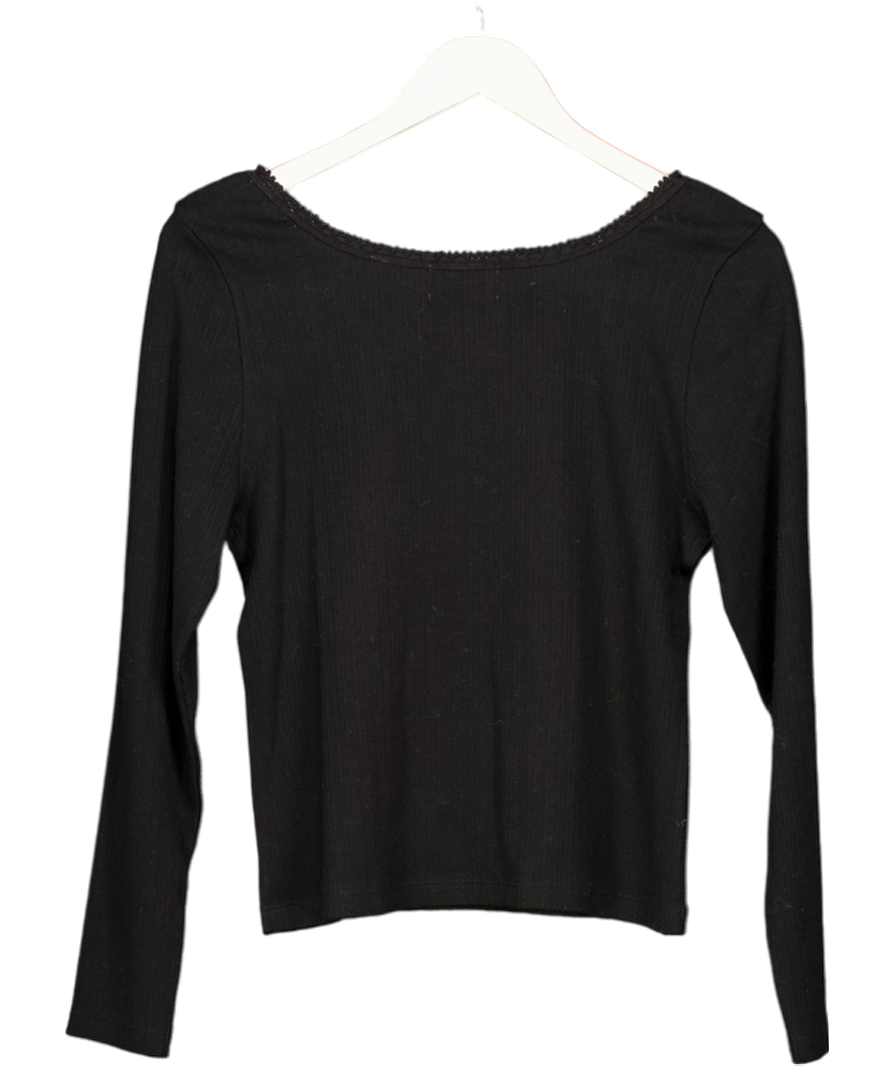 MILLE Pima Cotton Sally Pointelle Tee In Black UK M