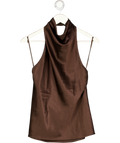 ME + EM Brown Silk Halterneck Low Back Top UK 10