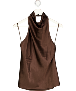 ME + EM Brown Silk Halterneck Low Back Top UK 10