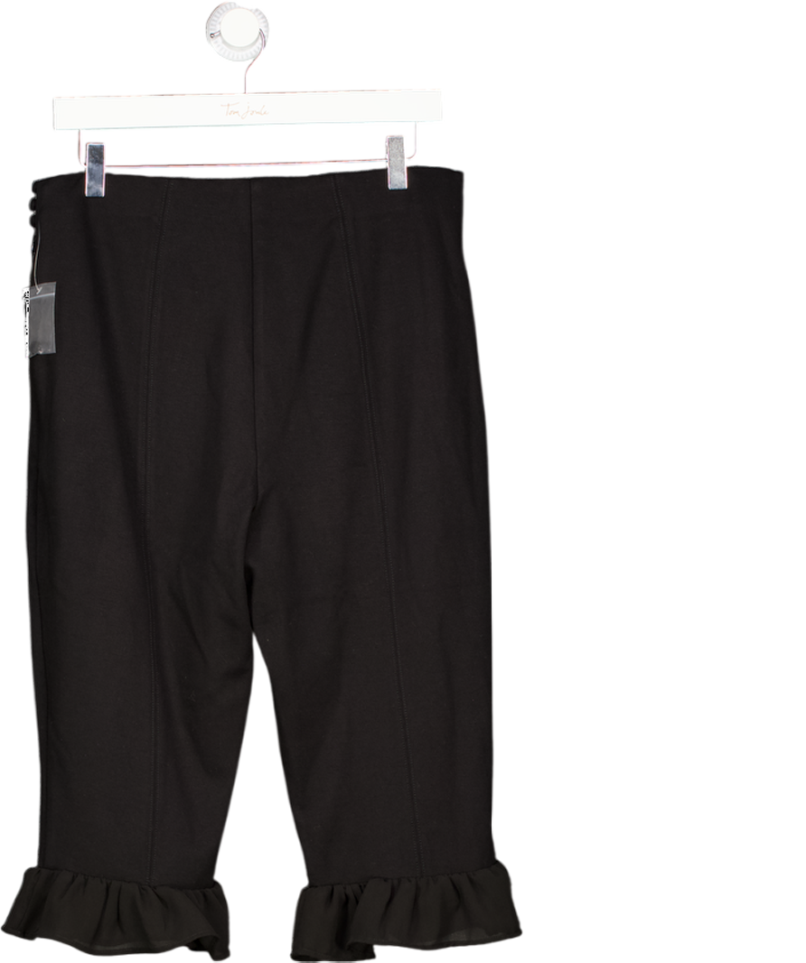 BY ANTHROPOLOGIE Black Slim Ruffle Capri Pants UK M