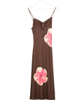 Motelrocks Brown Mesh Floral Maxi Dress UK XS