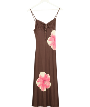 Motelrocks Brown Mesh Floral Maxi Dress UK XS