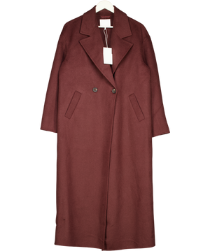 NA-KD Brown Double Buttoned Wool Blend Coat - Plum UK 6