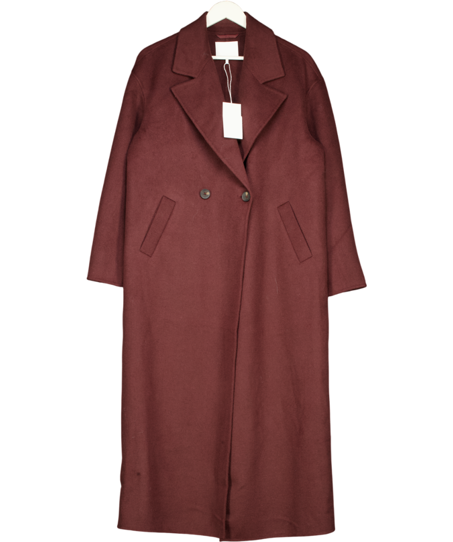 NA-KD Brown Double Buttoned Wool Blend Coat - Plum UK 6