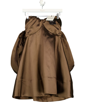 BY MALINA Chocolate Brown Val Off Shoulder Mini Dress UK XS