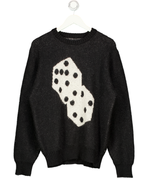 STUSSY Black Nylon / Mohair Blend Mohair Dice Sweater UK M