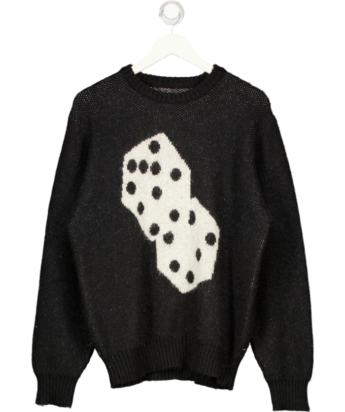 STUSSY Black Nylon / Mohair Blend Mohair Dice Sweater UK M
