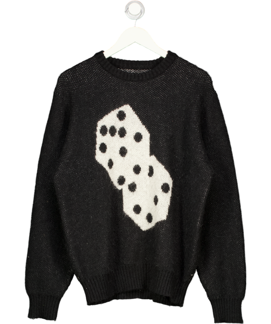 STUSSY Black Nylon / Mohair Blend Mohair Dice Sweater UK M