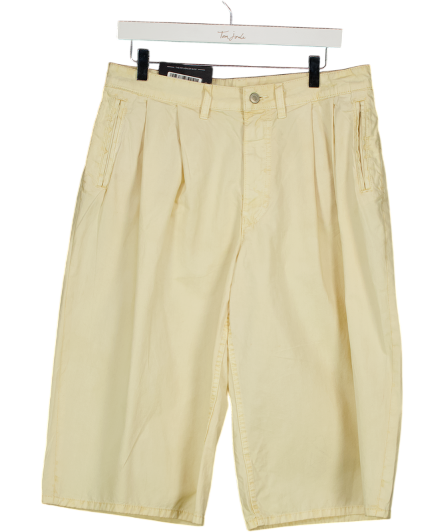 ZARA Yellow Longline Pleated Shorts UK 12
