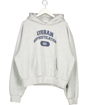 URBAN SOPHISTICATION Grey Logo Hoodie UK XL