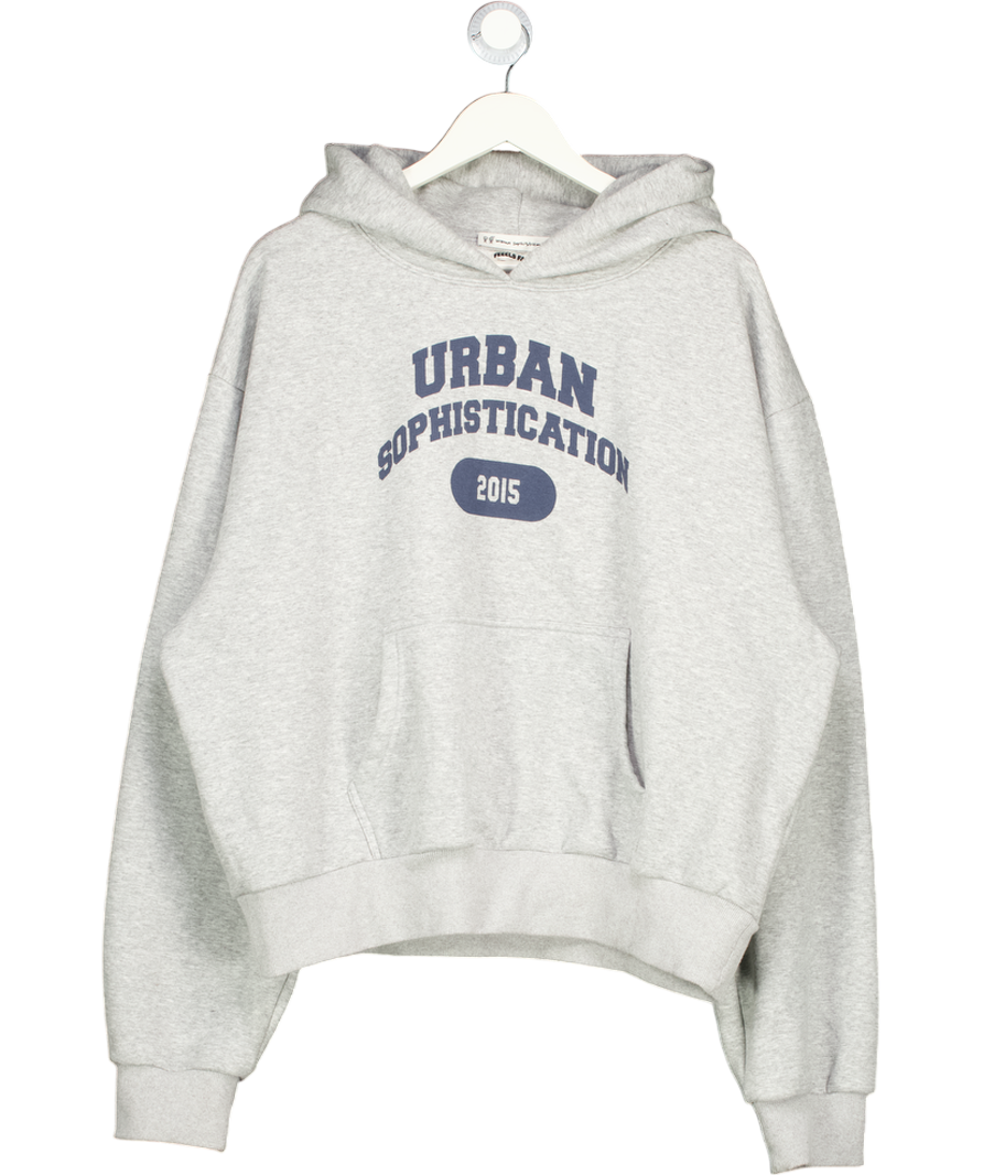 URBAN SOPHISTICATION Grey Logo Hoodie UK XL