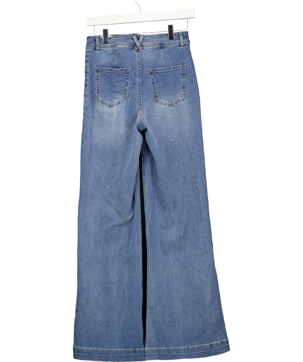 FRIENDS LIKE THESE Light Blue Wash Pocket Tailored Wide Leg Jeans UK 8