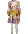 ZIMMERMANN Pattie Belted Floral-print Cotton-voile Wrap Mini Dress UK 8
