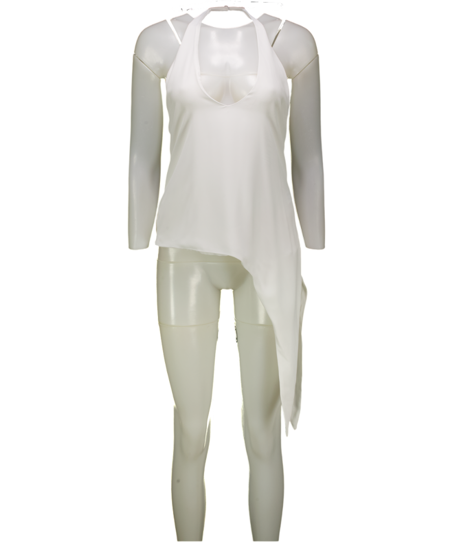 ZARA White Satin Halter Neck Draped Top UK XS