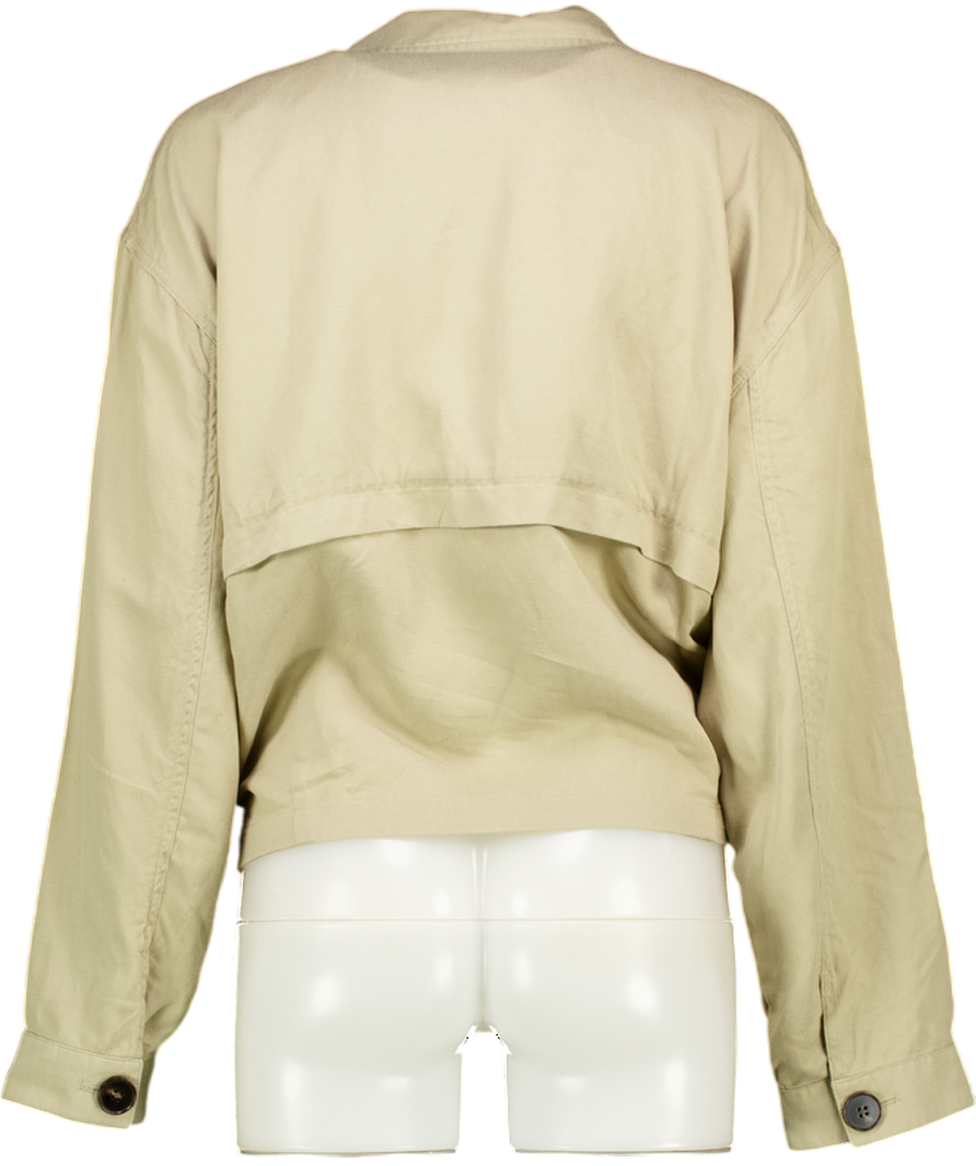 M&S Beige Linen Blend Belted Cropped Jacket UK L