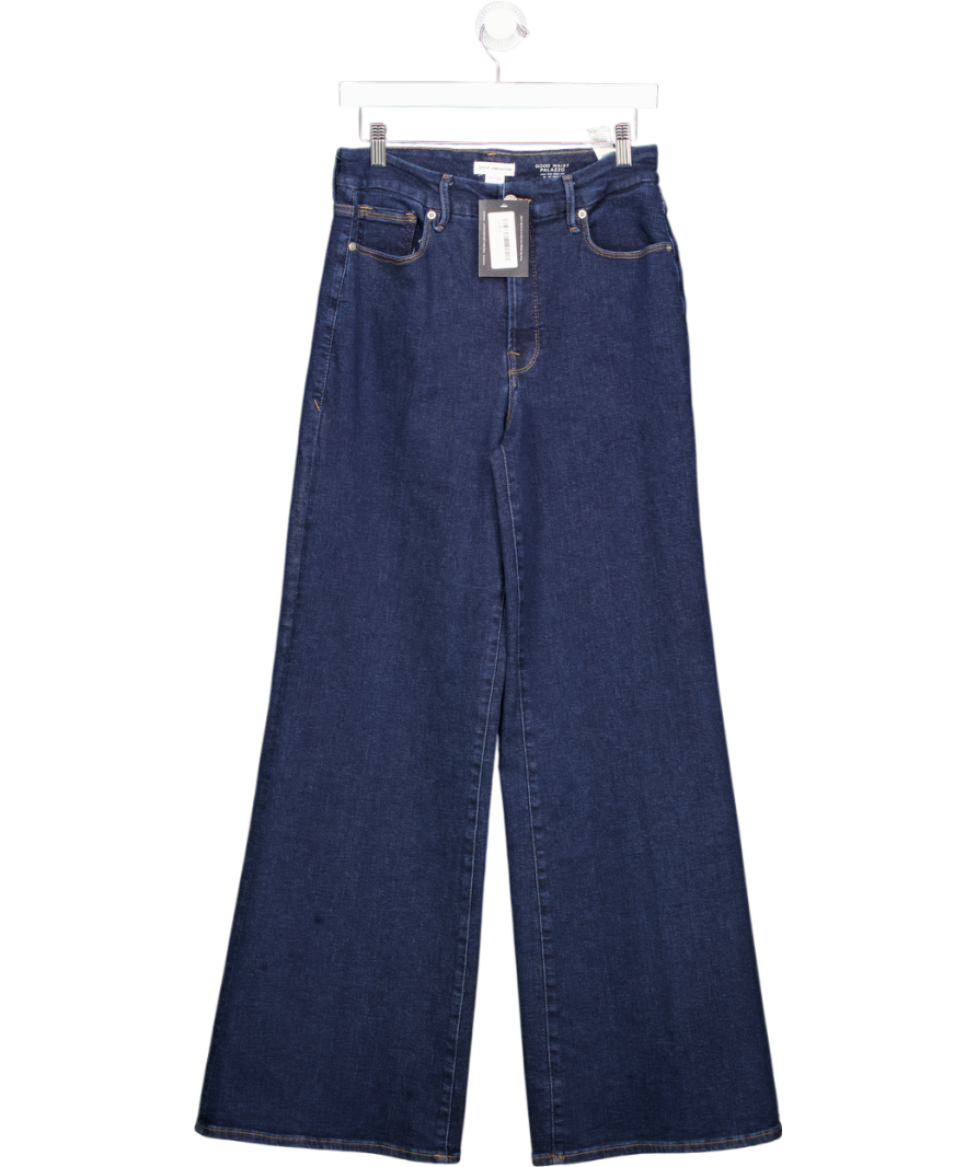 Good American Blue Good Waist High-rise Palazzo Stretch-denim Jeans UK 10