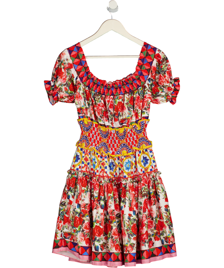 MOONAA LIISAA Multicoloured Majolica Print Dress UK S