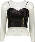 GUESS Black Butter Soft Faux Leather Bustier Top UK S