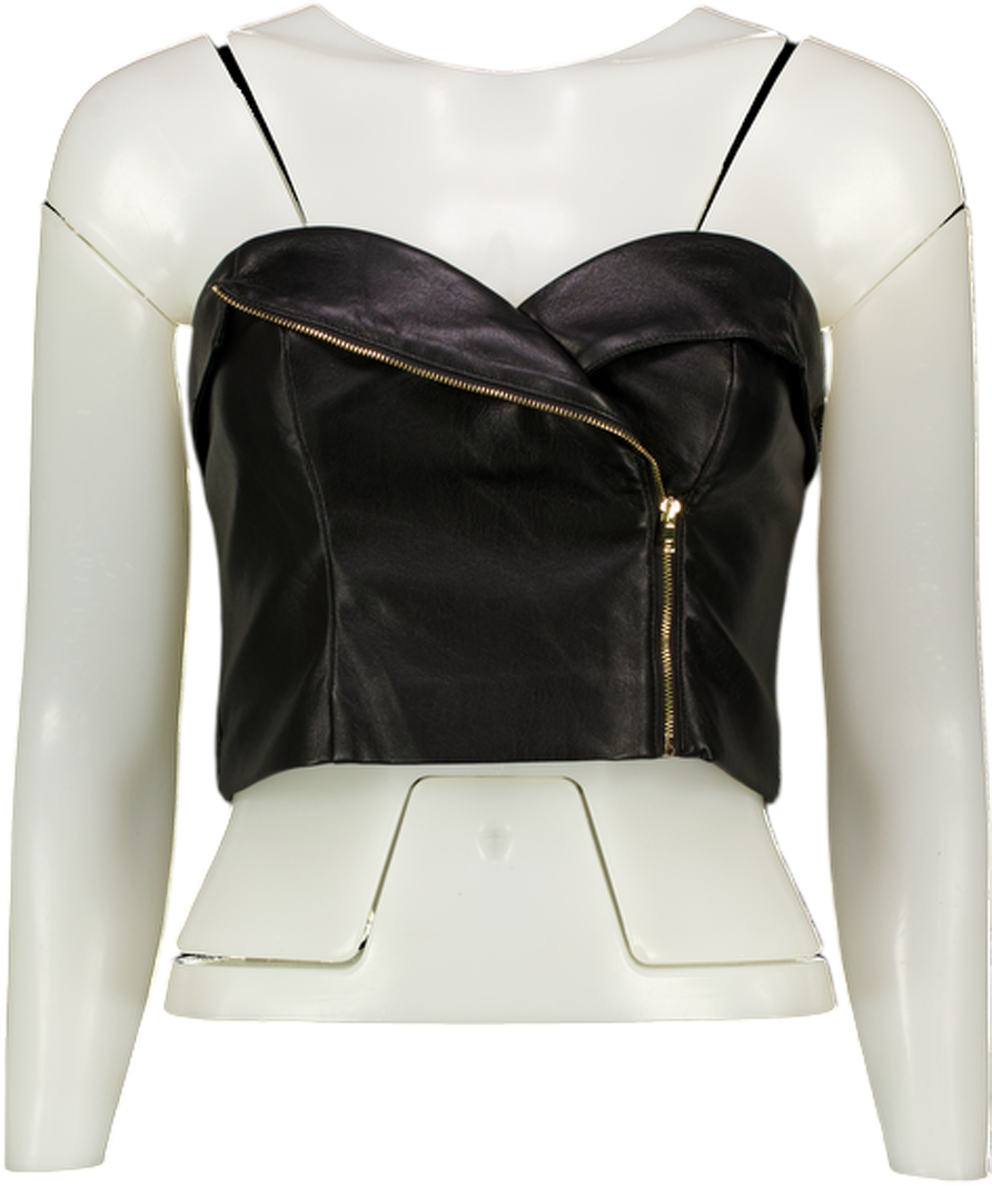 GUESS Black Butter Soft Faux Leather Bustier Top UK S
