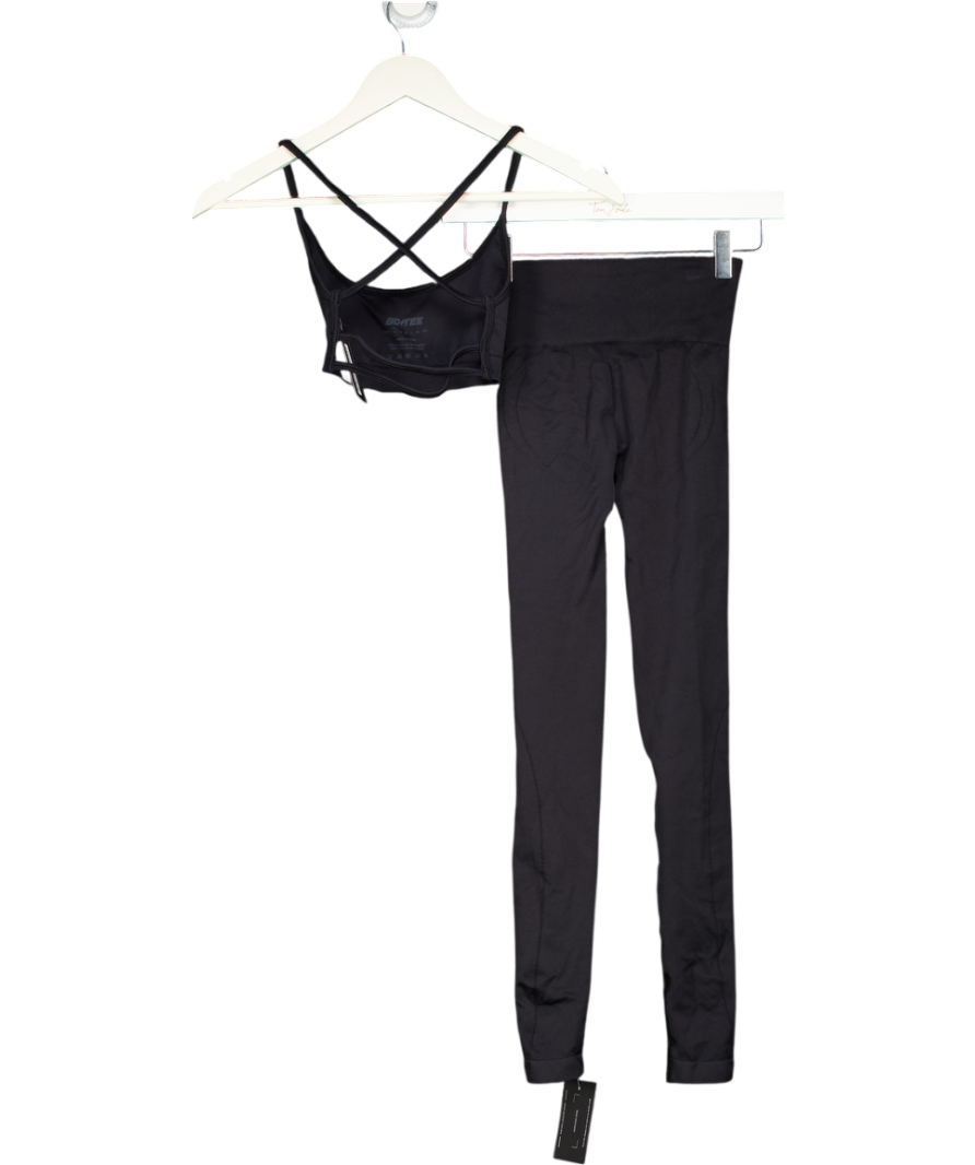 Bo + Tee Black Cross-back Sports Bra And Leggings UK XXS-XS