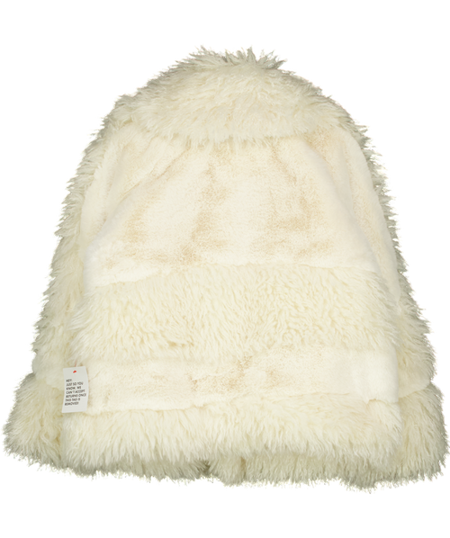 ASOS Design Faux Fur Patched Coat In Cream UK S