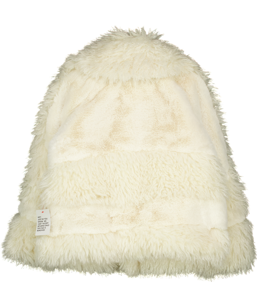 ASOS Design Faux Fur Patched Coat In Cream UK S