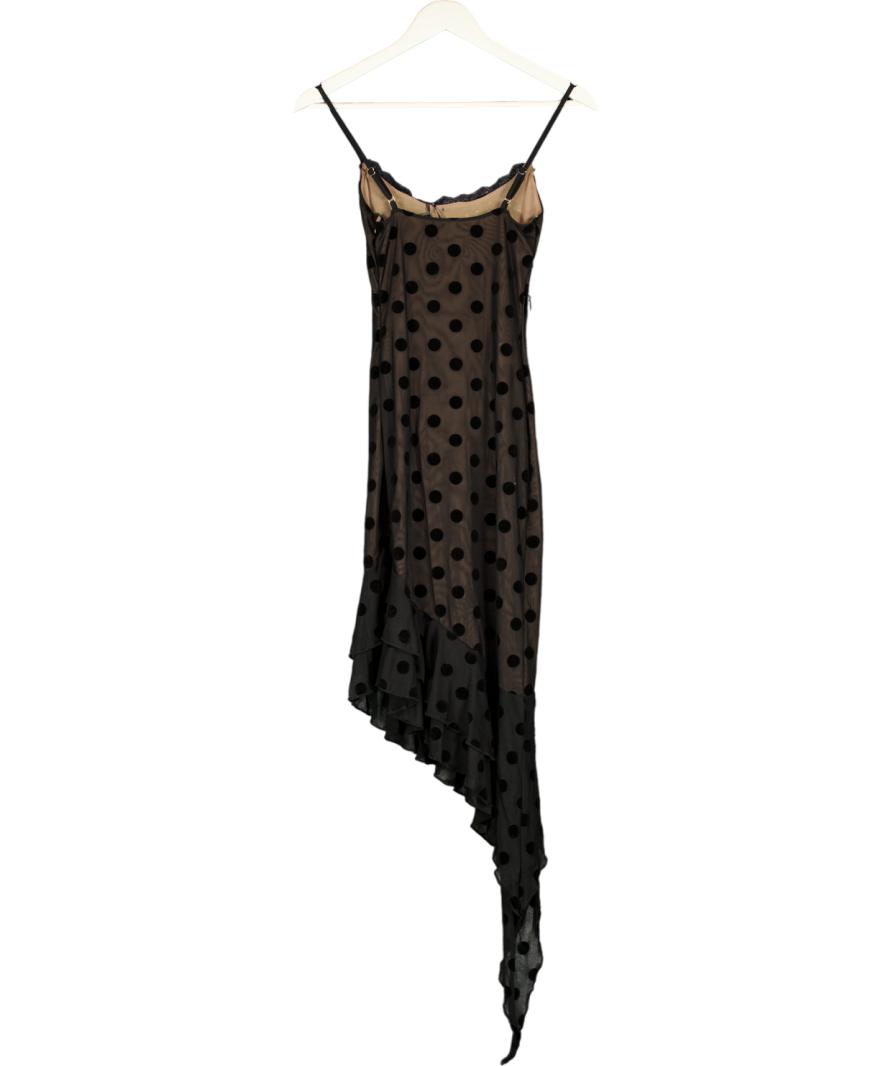 White Fox Ritz And Romance Midi Dress Black Polka Dot UK S