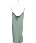 Abercrombie & Fitch Green Satin Bias Cowl Neck Mini Dress UK XL