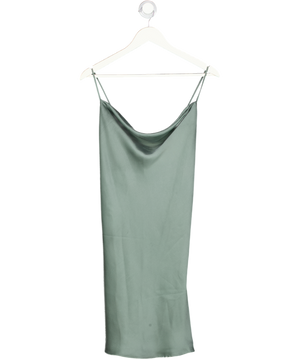 Abercrombie & Fitch Green Satin Bias Cowl Neck Mini Dress UK XL