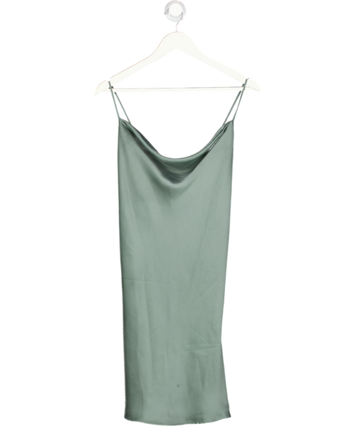Abercrombie & Fitch Green Satin Bias Cowl Neck Mini Dress UK XL