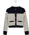 Karen Millen Cream Cotton Knit Nautical Boxy Stripe Jacket UK S