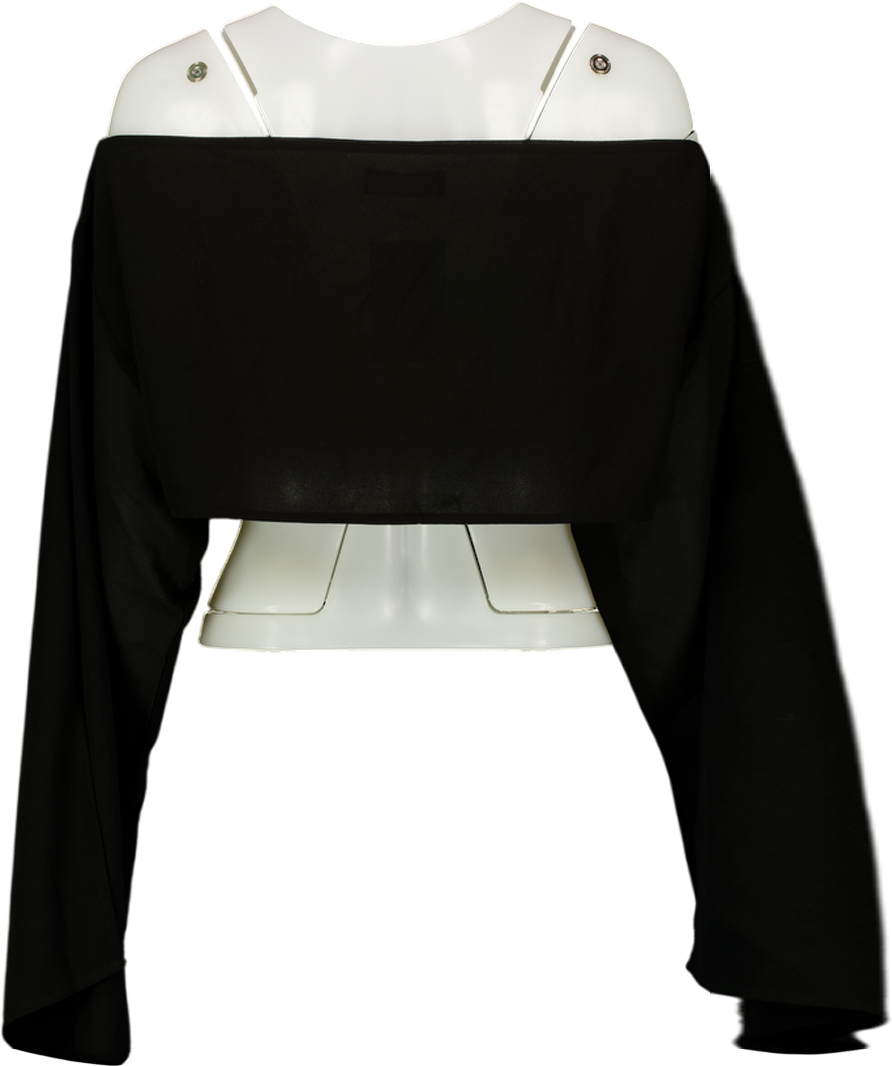 WHITE FOX Black Sheer Chiffon Boxy Top UK M
