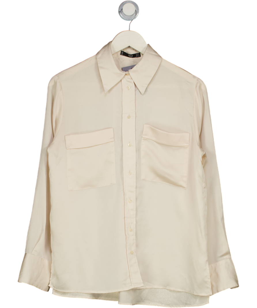 MANGO Cream Satin Shirt UK S