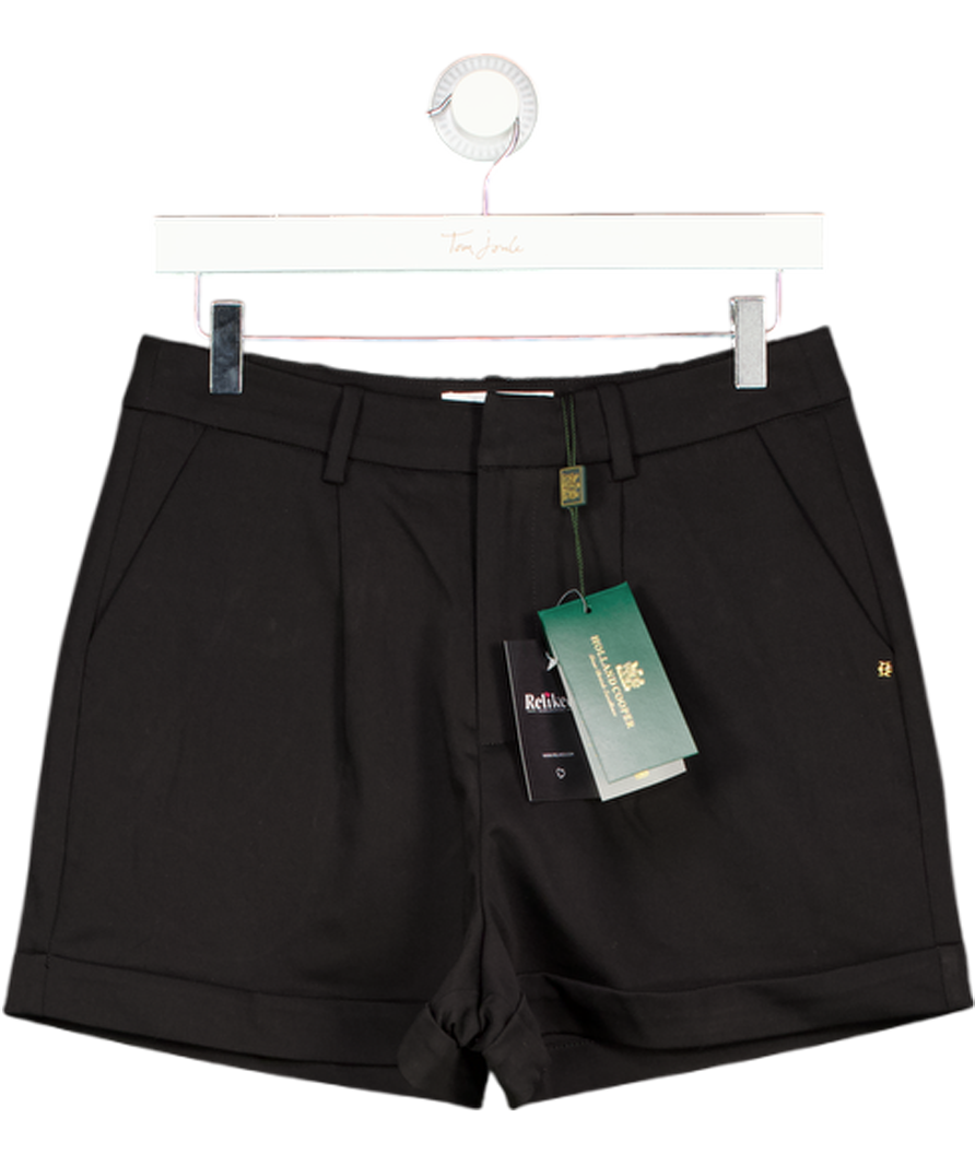 HOLLAND COOPER Pleated Wide Leg Short Black  With Gold Hc Logo Embellishment UK 10