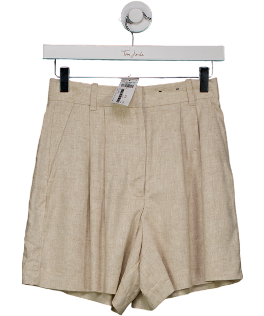 Abercrombie & Fitch High Rise Tailored Pleated Short In Beige W25