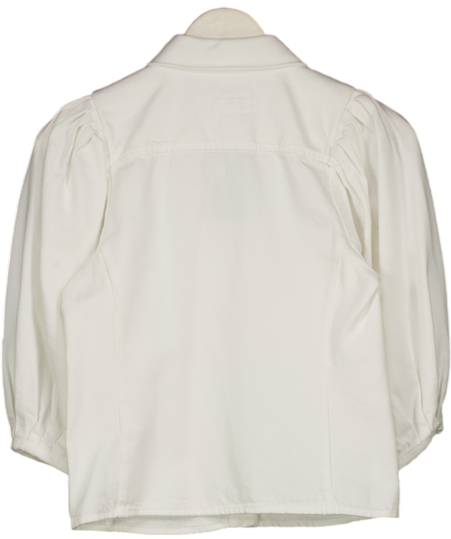 ZARA White Denim Puff Sleeve Shirt UK XS