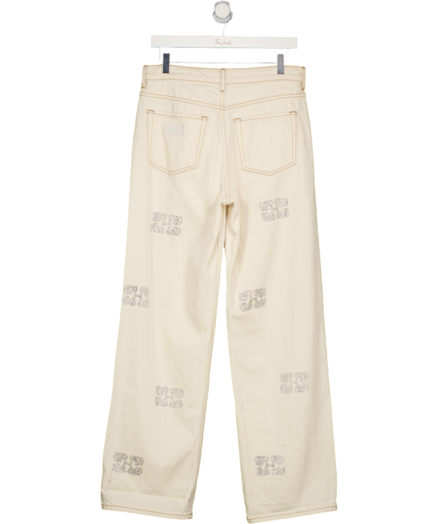 GANNI Cream Sparkle Butterfly Logo Izey Jeans W29