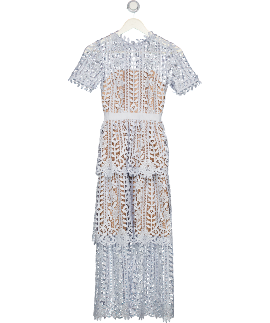 knee length dresses for ladies White Sequin Lace Midi Dress – self-portrait-US main image 0