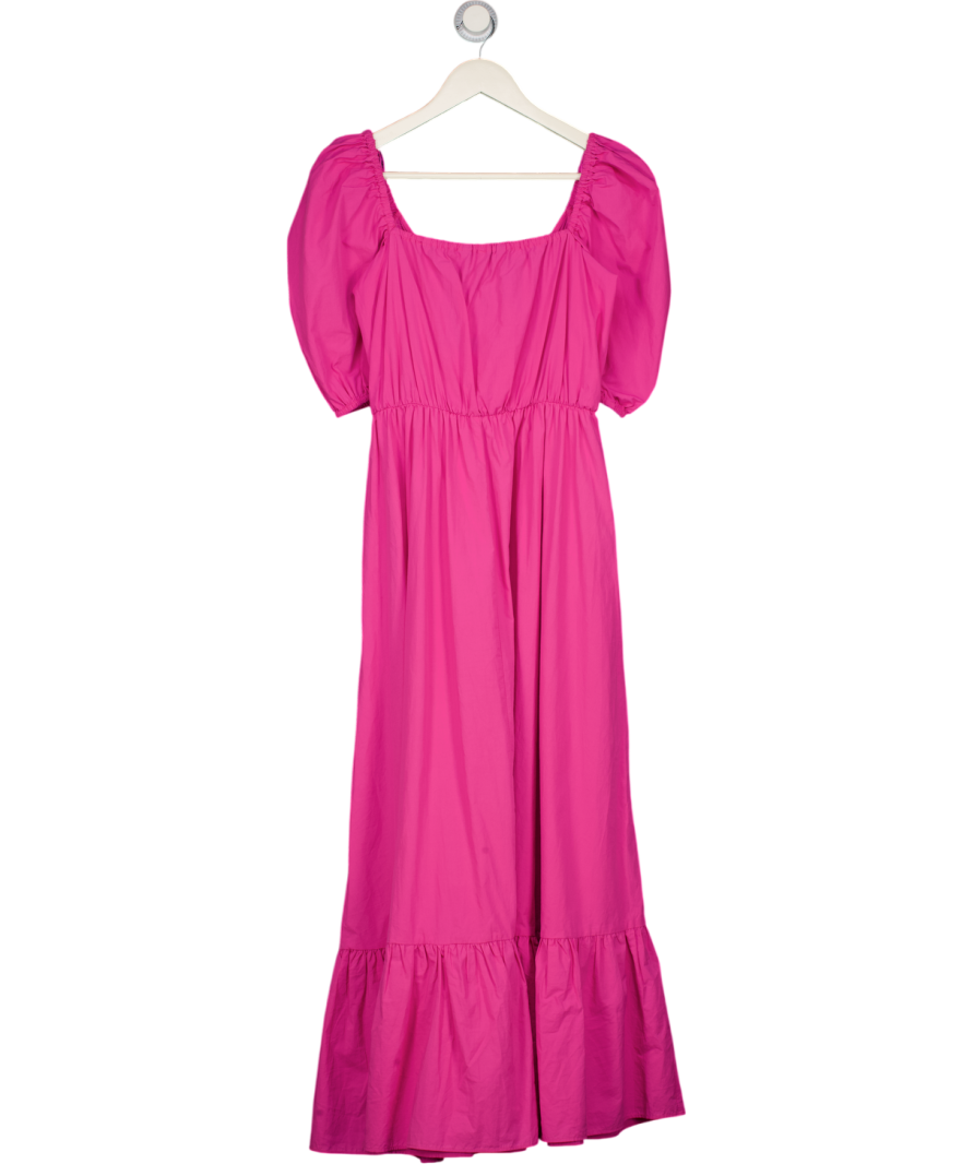 ZARA Bright Pink Cotton Poplin Maxi Dress UK XS