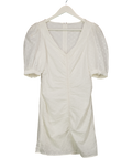 White Broderie Anglais Puff Sleeve Dress UK XS