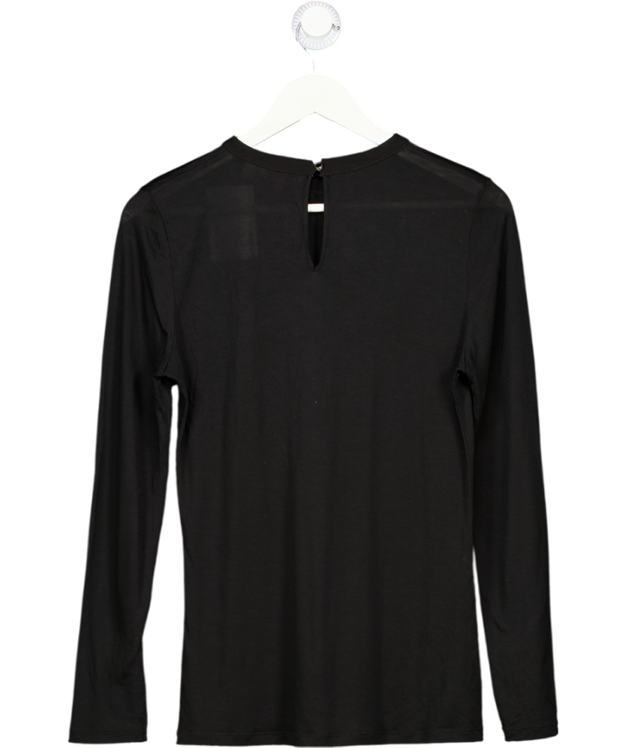 Ted Baker Black Long Sleeved Sheer Rhinestoned Top UK 12